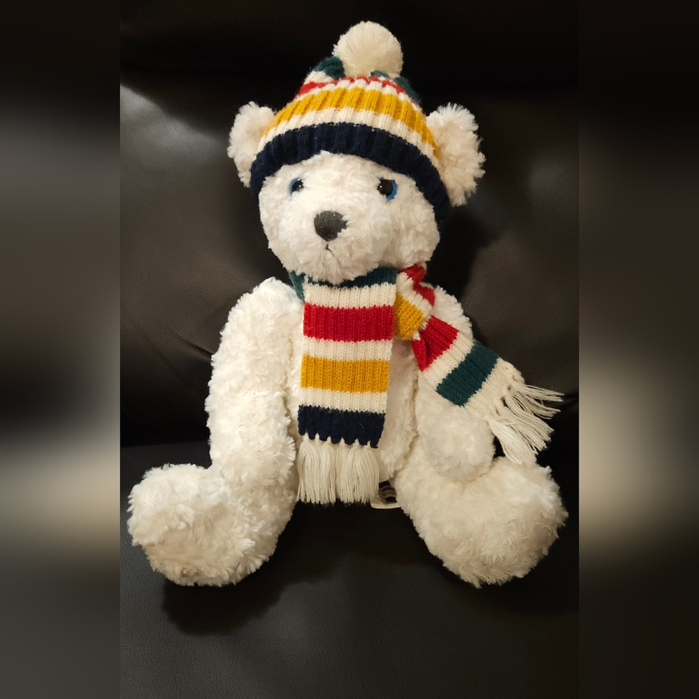 Hudsons Bay, The Bay Striped Scarf And Sweatwr Teddy Bear, WOW!!